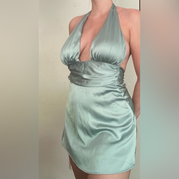 Lucy in the Sky Mint Green Satin Dress Size Medium - Picture 1 of 8